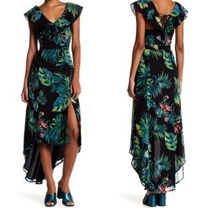 Adelyn Rae XS NWT Leaf Print Hi-Lo Ruffle Dress